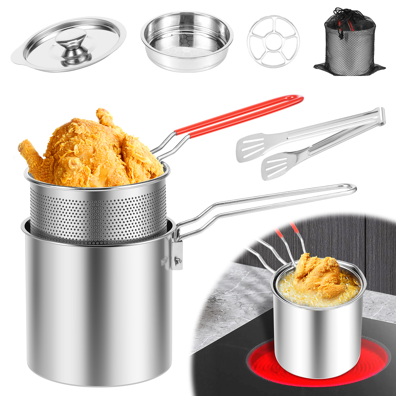Deep Fryer Pots Stainless Stee - Home Cooking Oil บทวิจารณ์และราคา