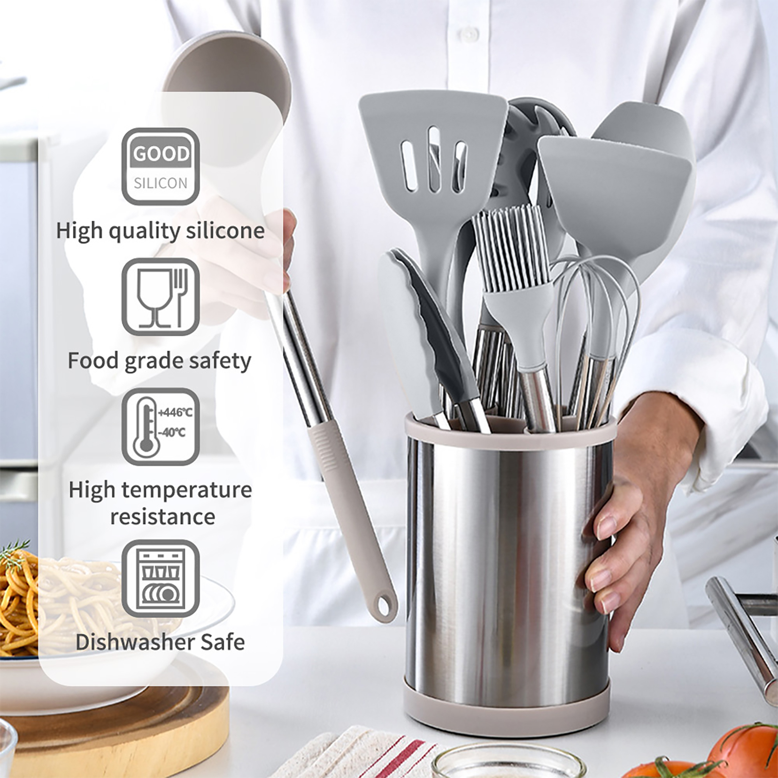 Kitchen Utensils Set Silicone  - Home Cooking Utensil Set บทวิจารณ์และราคา