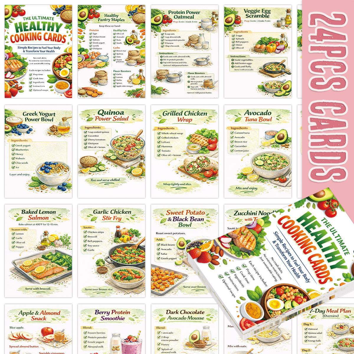 24pcs Cooking Recipe Cards Wit - Home Cooking Recipes บทวิจารณ์และราคา