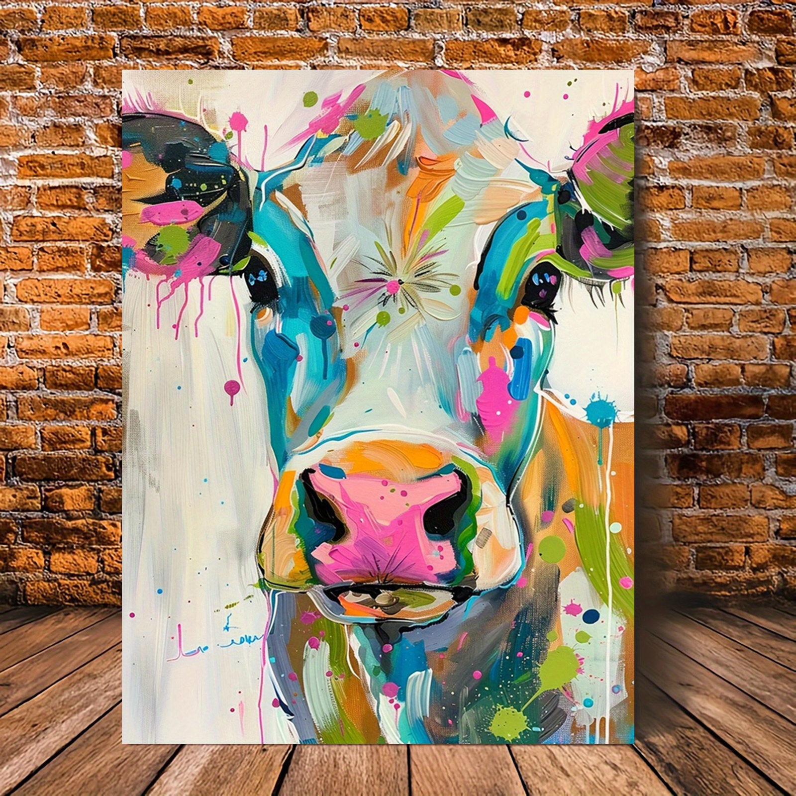 Colorful Cow Canvas Art Print  - Home Cooking Oil บทวิจารณ์และราคา