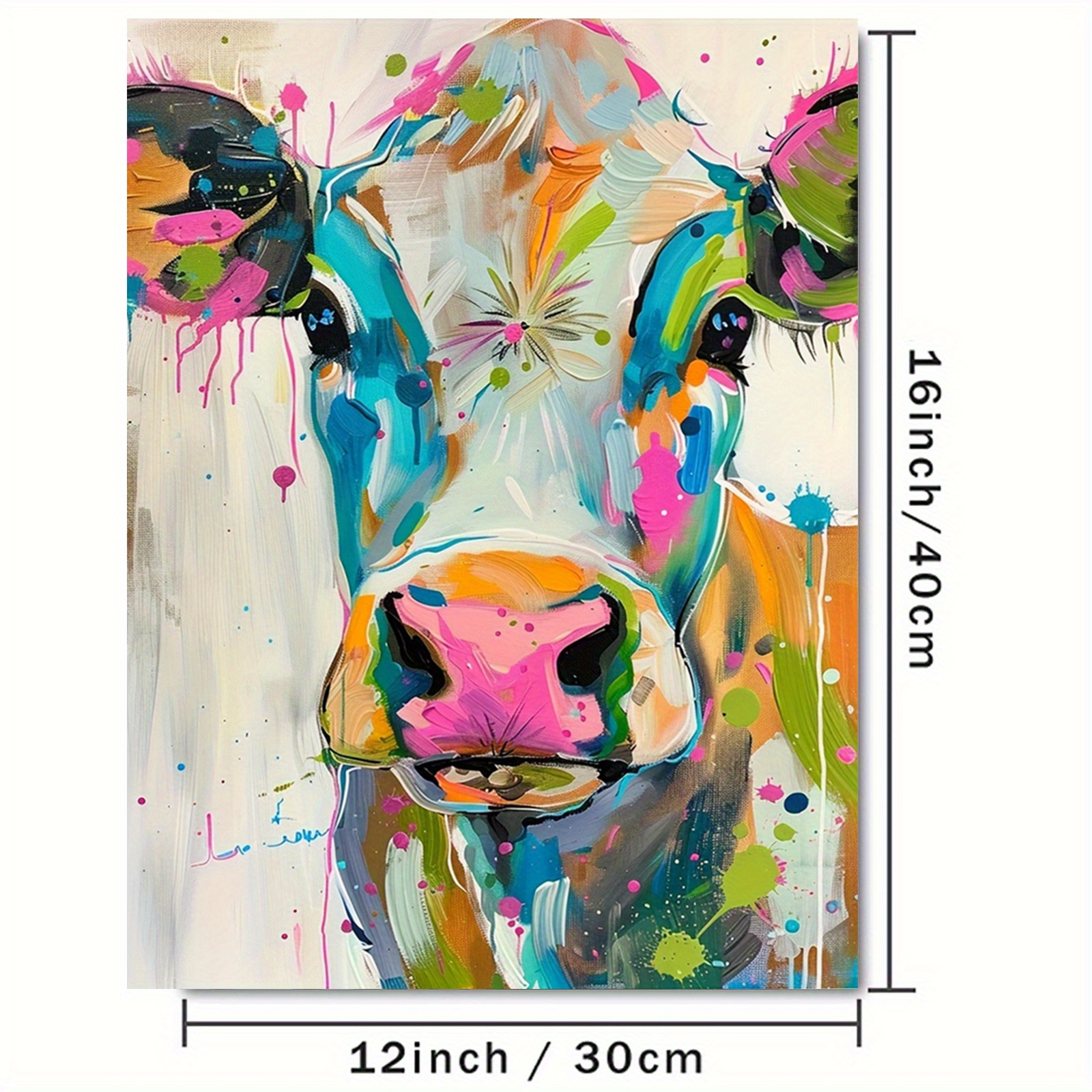 Colorful Cow Canvas Art Print  - Home Cooking Oil บทวิจารณ์และราคา