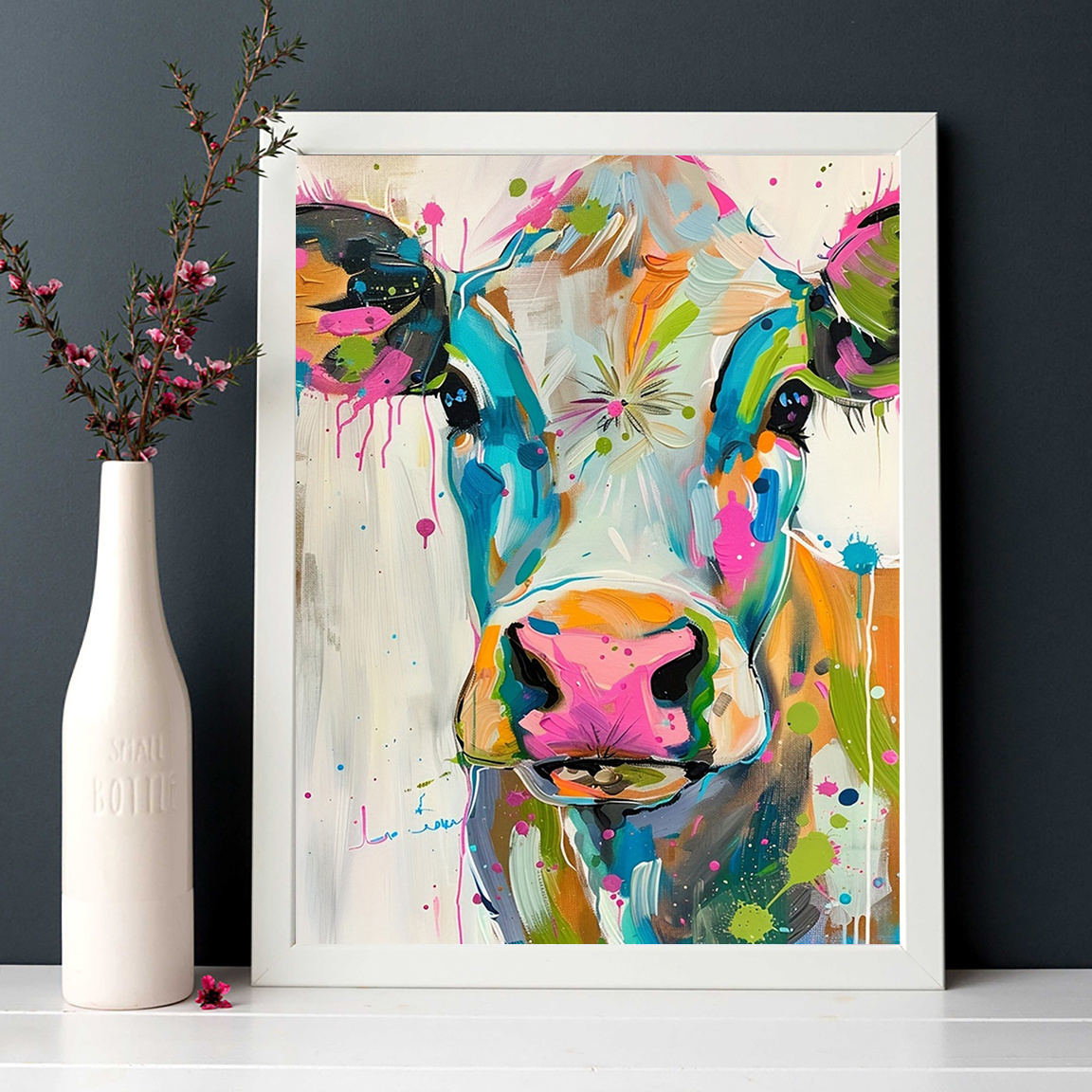 Colorful Cow Canvas Art Print  - Home Cooking Oil บทวิจารณ์และราคา