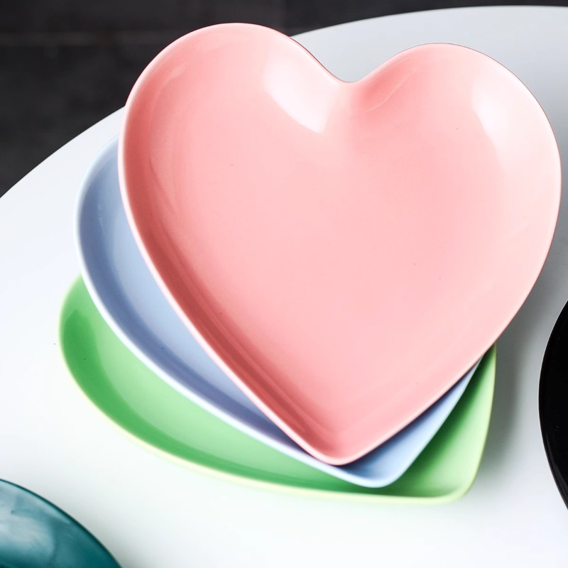 Creative Pink Heart Ceramic Pl - Home Cooking Order บทวิจารณ์และราคา