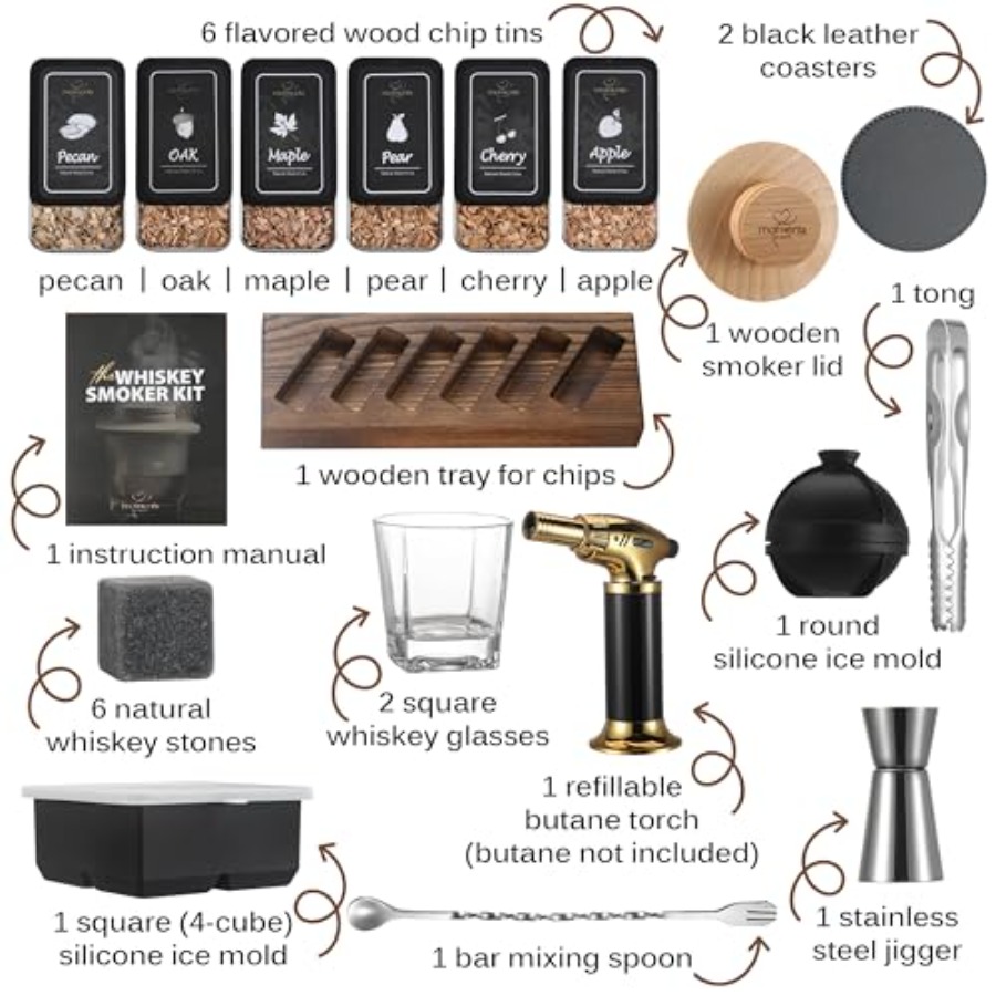Premium Whiskey Smoker Kit Woo - Smoker Box Wood Chip บทวิจารณ์และราคา