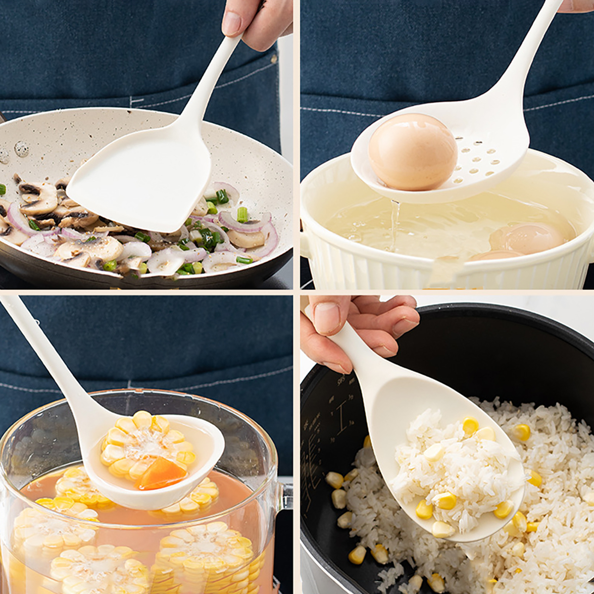4pcs Silicone Kitchenware Uten - Home Cooking Utensil Set บทวิจารณ์และราคา