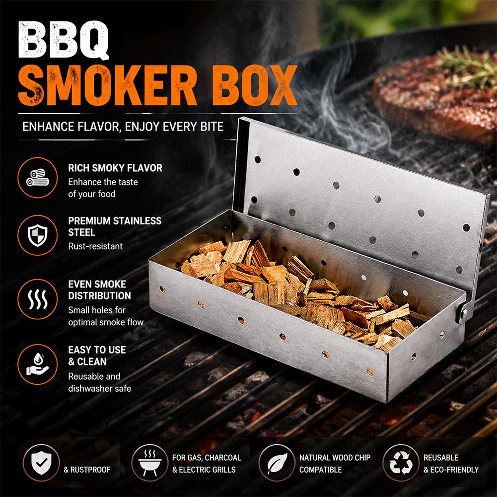 Stainless Steel BBQ Smoker Box - Smoker Box Wood Chip บทวิจารณ์และราคา
