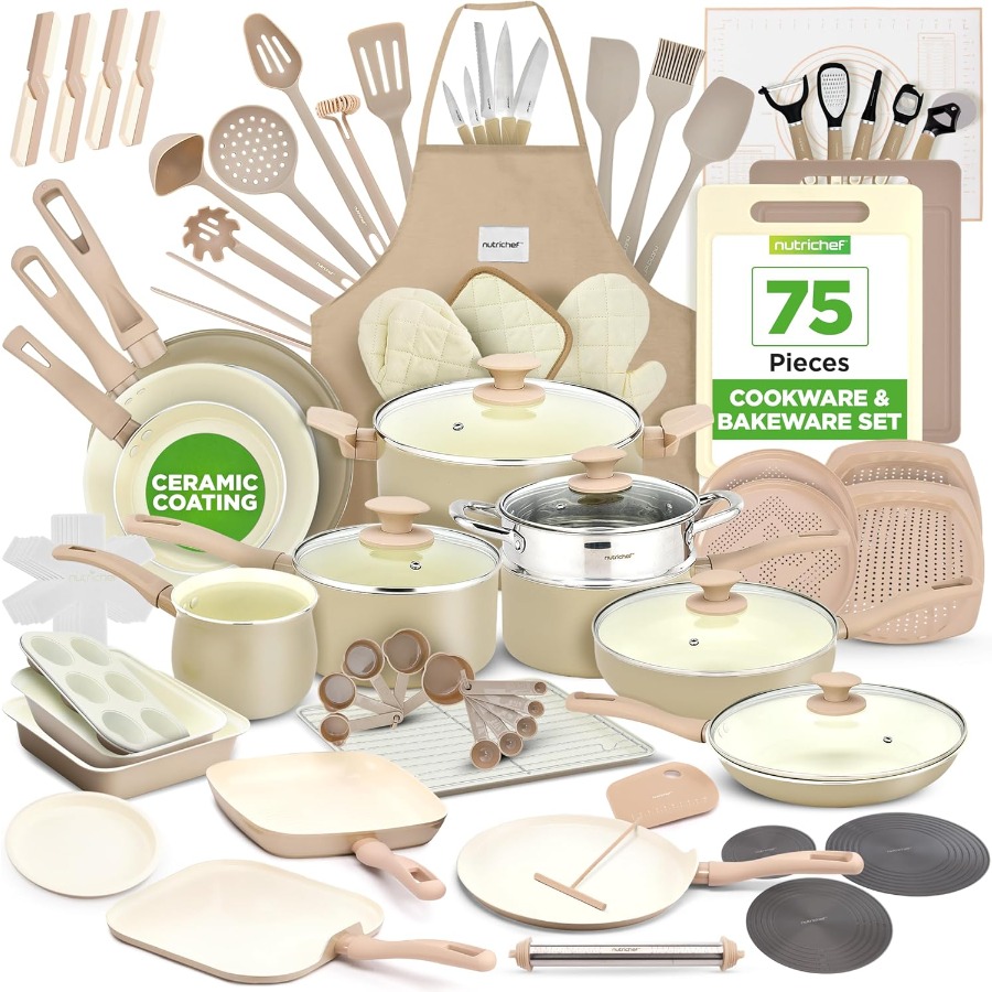 75Piece NonStick Pots and Pans - Home Cooking Utensil Set บทวิจารณ์และราคา