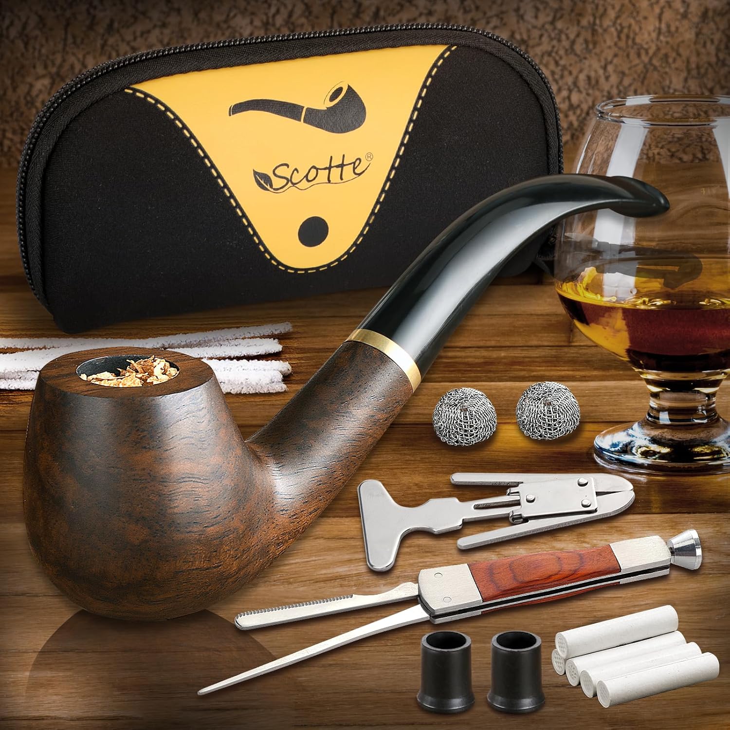 Tobacco Pipe Handmade Ebony Wo - Smoker Box Wood Chip บทวิจารณ์และราคา