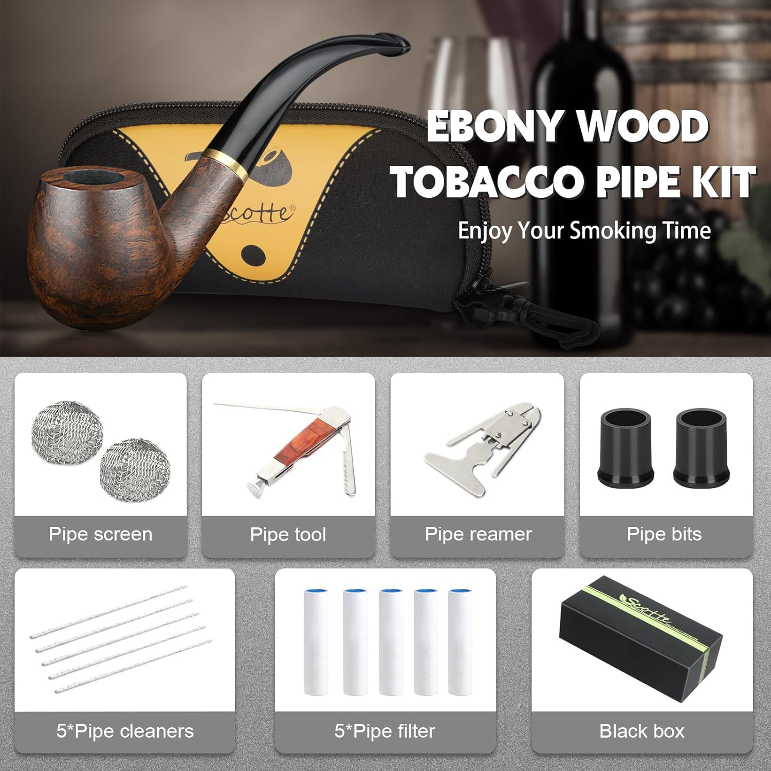 Tobacco Pipe Handmade Ebony Wo - Smoker Box Wood Chip บทวิจารณ์และราคา