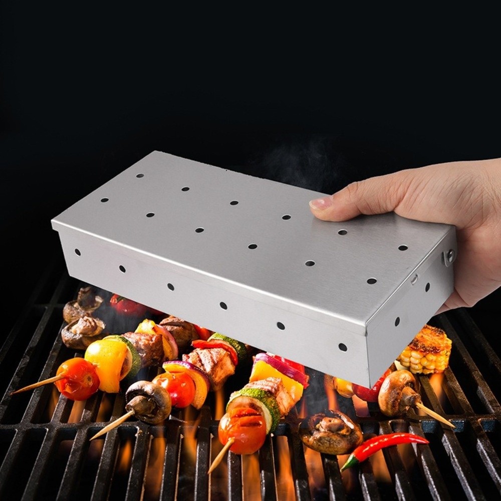 Stainless Steel BBQ Smoker Box - Smoker Box Wood Chip บทวิจารณ์และราคา