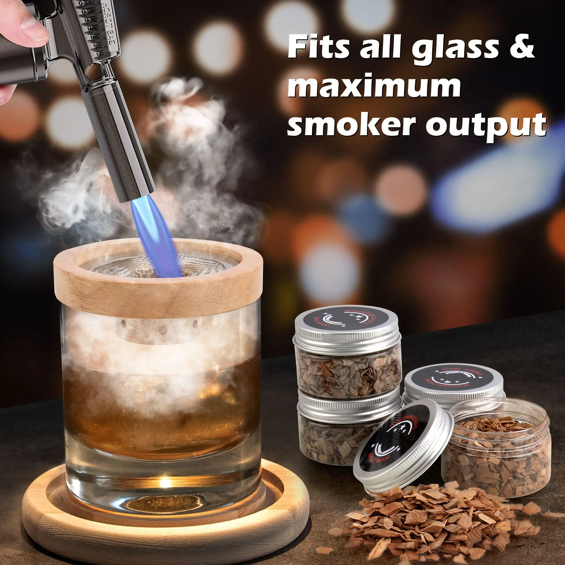 Cocktail Smoker Set Bar Wooden - Smoker Box Wood Chip บทวิจารณ์และราคา
